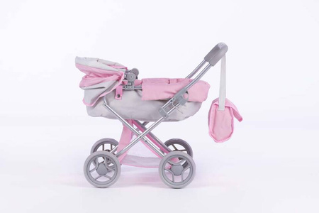 Wózek głęboki ALICE dla lalek - SWEET PINK and GREY