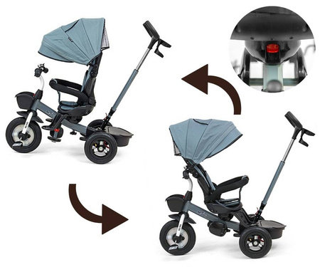 Trójkołowy rowerek MOVI z obracanym siedzeniem na pompowanych kołach - RÓŻOWY