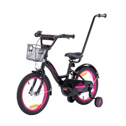 Rower dziecięcy TOMABIKE BMX XXIV PLATINUM 16 cali z prowadnikiem - CZARNO-RÓŻOWY
