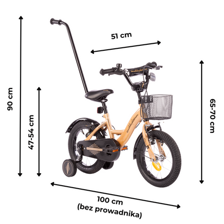 Rower dziecięcy PLATINUM XXIV 14 cali z prowadnikiem PLUS - ZŁOTY