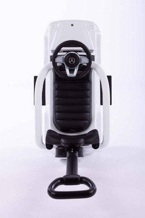 Jeździk z prowadnikiem na gumowych kołach i eko-skórzanym siedzeniem -MERCEDES-BENZ G 350 (licencja) - BIAŁY + rejestracja