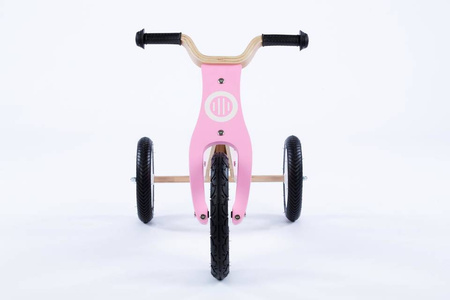 Rowerek trójkołowy/biegowy drewniany JANE 2w1 - NATURAL WOOD & SWEET PINK