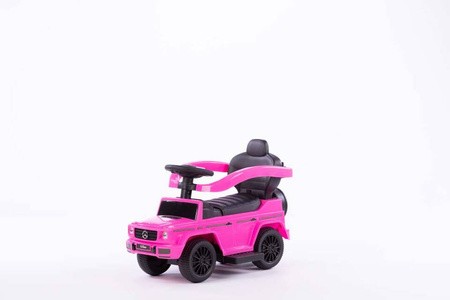 Jeździk z prowadnikiem na gumowych kołach i eko-skórzanym siedzeniem -MERCEDES-BENZ G 350 (licencja) - RÓŻOWY + rejestracja