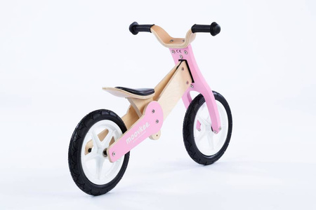 Rowerek trójkołowy/biegowy drewniany JANE 2w1 - NATURAL WOOD & SWEET PINK