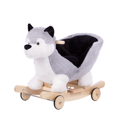 Pluszowy HUSKY na biegunach z kółkami gumowymi