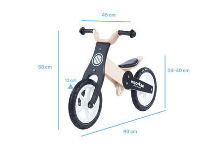 Rowerek trójkołowy/biegowy drewniany JANE 2w1 - NATURAL WOOD & NICE BLACK