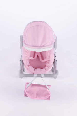 Wózek głęboki ALICE dla lalek - SWEET PINK and GREY