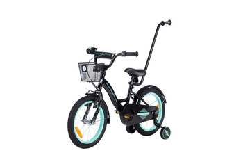 Rower dziecięcy TOMABIKE BMX 16 cali z prowadnikiem PLATINUM XXV - CZARNY / TURKUSOWY