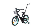 Rower dziecięcy TOMABIKE BMX 16 cali z prowadnikiem PLATINUM XXV - CZARNY / TURKUSOWY
