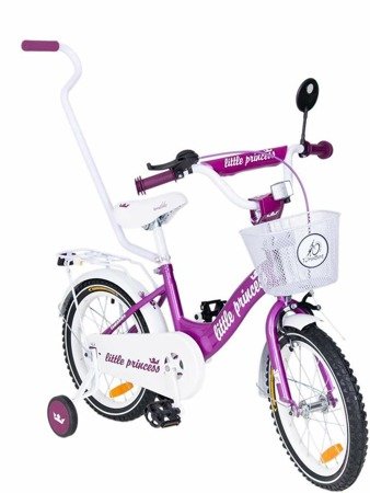 Rower dziecięcy BMX 14 cali z prowadnikem - fioletowo-biały